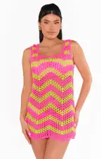 Tara Mini Dress ~ Watermelon Wave Crochet(XS)