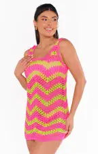 Tara Mini Dress ~ Watermelon Wave Crochet(XS)