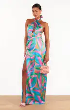 Adele Halter Maxi Dress ~ Guava Punch