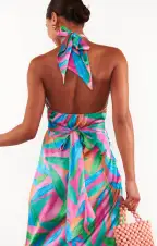 Adele Halter Maxi Dress ~ Guava Punch(XS)