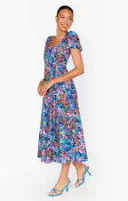 Mia Midi Dress ~ Painterly Meadows(XS)