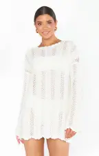 Packable Pullover ~ White Crochet(XS)