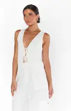 Time Out Tie Top ~ White Rib Knit(XS)