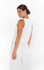 Time Out Tie Top ~ White Rib Knit(XS)
