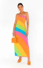Island Nights Tube Dress ~ Salty Rainbow Stripe Knit
