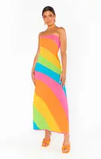 Island Nights Tube Dress ~ Salty Rainbow Stripe Knit(XS)