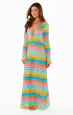 Vacay Coverup ~ Multi Stripe Crochet(XS)