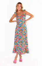 Alexis Midi Dress ~ Bright Begonias(XS)