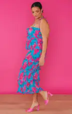 Stella Smocked Dress ~ Garden Party Blue(XS)