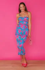 Stella Smocked Dress ~ Garden Party Blue(XS)