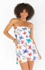 Taylor Tube Mini Dress ~ Rainbow Butterflies(XXS)