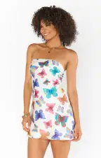 Taylor Tube Mini Dress ~ Rainbow Butterflies(XXS)
