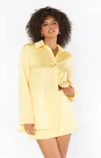 Smith Button Down ~ Yellow Luxe Satin(XS)