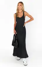 Serenade Slip Dress ~ Black Luxe Satin(XS)