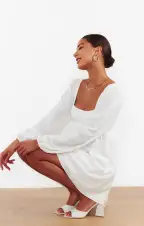 Marianna Mini Dress ~ White Clip Butterfly(XS)