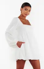 Marianna Mini Dress ~ White Clip Butterfly(XS)