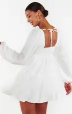 Marianna Mini Dress ~ White Clip Butterfly(XS)
