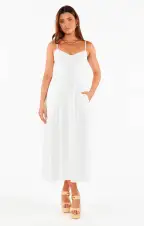 Allegra Midi Dress ~ White Linen(XS)