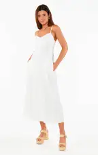 Allegra Midi Dress ~ White Linen(XS)