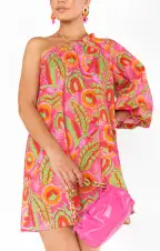 High Volume Mini Dress ~ Paradise Palms(XS)