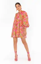 High Volume Mini Dress ~ Paradise Palms(XS)
