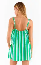 Sicily Dress ~ Parasol Stripe Linen(XS)
