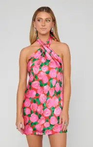 Jasmine Tie Mini Dress ~ Rosie Blooms(XS)