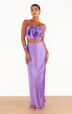 Maxi Slip Skirt ~ Violet Luxe Satin(XS)