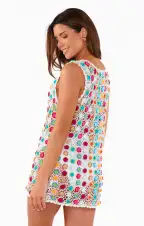 Vacay Mini Tank Coverup ~ 3D Floral Crochet(XS)