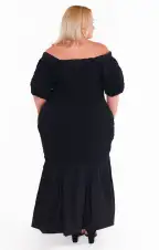 Rom Com Midi Dress ~ Black Texture Stretch(XS)