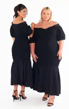 Rom Com Midi Dress ~ Black Texture Stretch(XS)