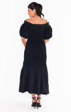 Rom Com Midi Dress ~ Black Texture Stretch(XS)