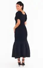 Rom Com Midi Dress ~ Black Texture Stretch(XS)