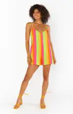 Rascal Romper ~ Neon Vacay Stripe(XS)
