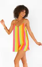 Rascal Romper ~ Neon Vacay Stripe(XS)