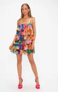 Rowen Ruffle Dress ~ Midnight in Rio(XS)