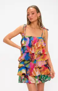 Rowen Ruffle Dress ~ Midnight in Rio(XS)