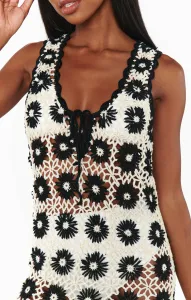 Vacay Tank Coverup ~ Checkers Floral Crochet(XS)