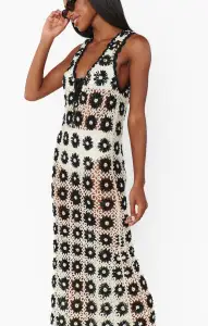 Vacay Tank Coverup ~ Checkers Floral Crochet(XS)