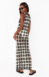 Vacay Tank Coverup ~ Checkers Floral Crochet(XS)