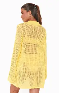 Button Up Coverup ~ Yellow Crochet(XS)