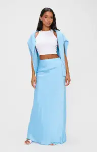Maxi Slip Skirt ~ Baby Blue Luxe Satin(XS)