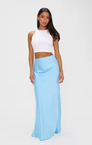 Maxi Slip Skirt ~ Baby Blue Luxe Satin(XS)