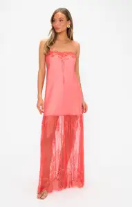 Celine Dress ~ Coral Luxe Satin(XS)