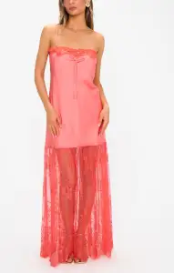 Celine Dress ~ Coral Luxe Satin(XS)