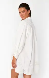 Leona Mini Dress ~ White Lace Embroidery(XS)