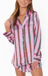 Beauty Sleep PJ Set ~ Porto Stripe Silky(XS)