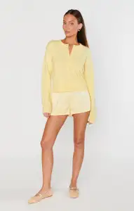 Throw on Cardigan ~ Pale Yellow Knit(XS)