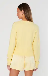 Throw on Cardigan ~ Pale Yellow Knit(XS)