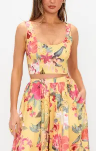 Vivianna Top ~ Mimosa Floral Taffeta
